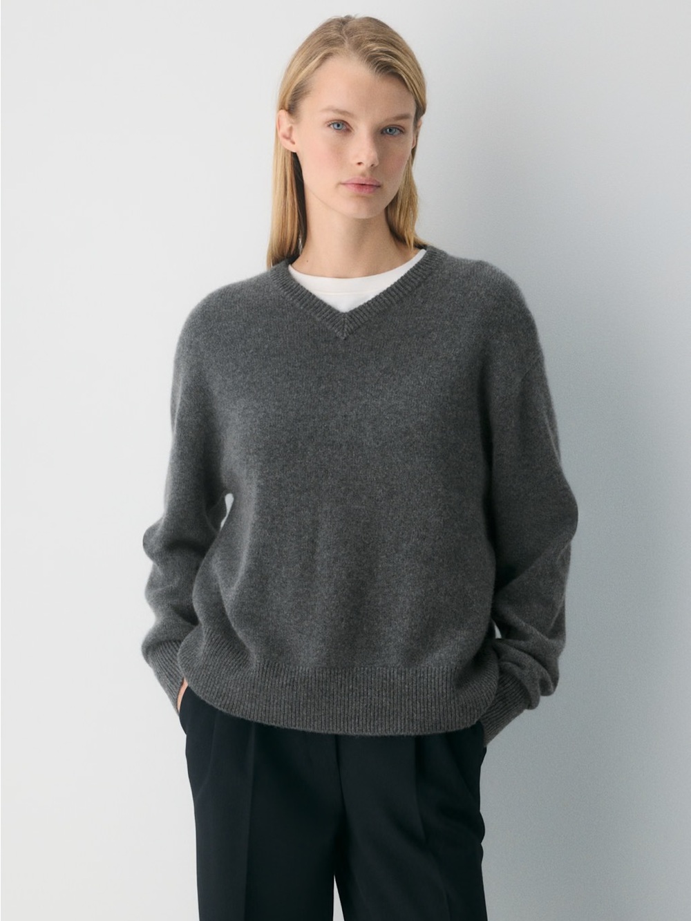 Aritzia V-Neck Sweater - Charcoal